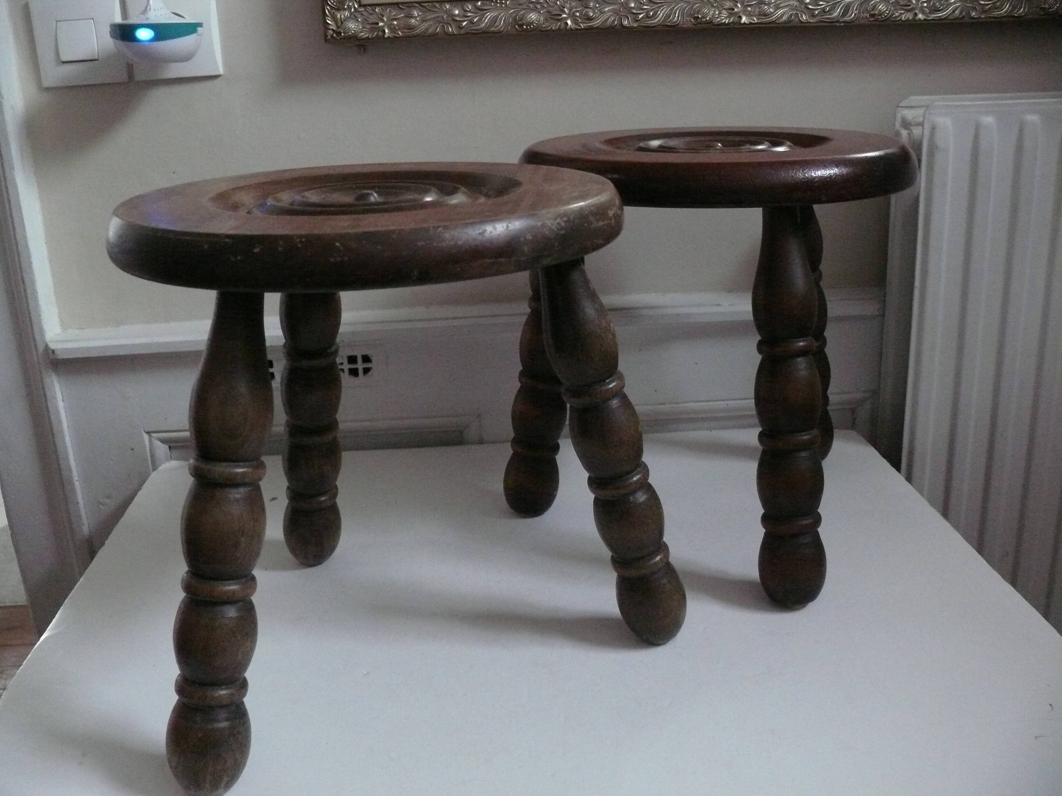 Two milking stools in the charles dudouyt style