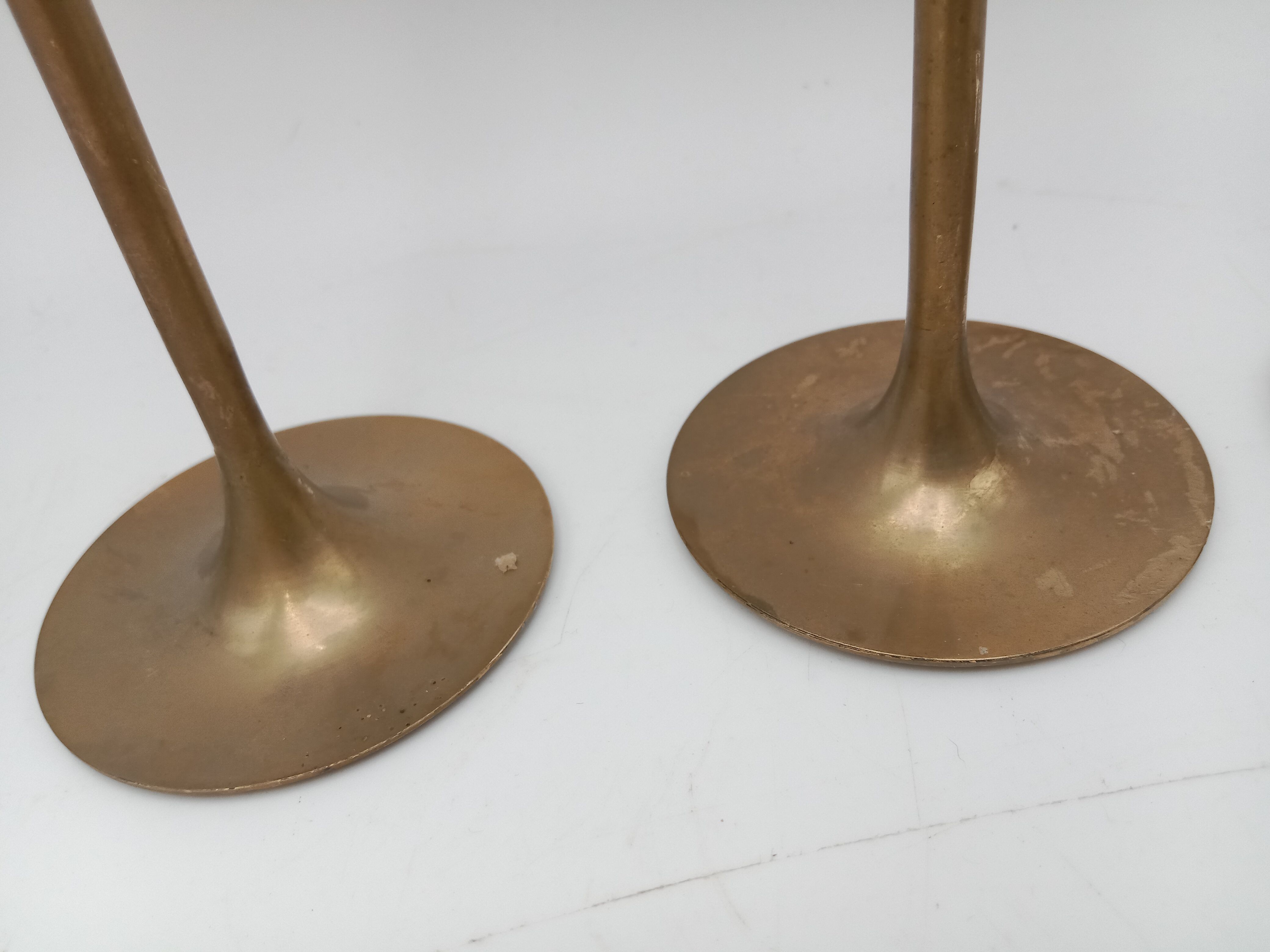 Series of 4 Scandinavian brass candle holders
