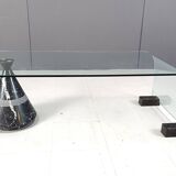 Postmodern black marble and glass coffee table, 1980s