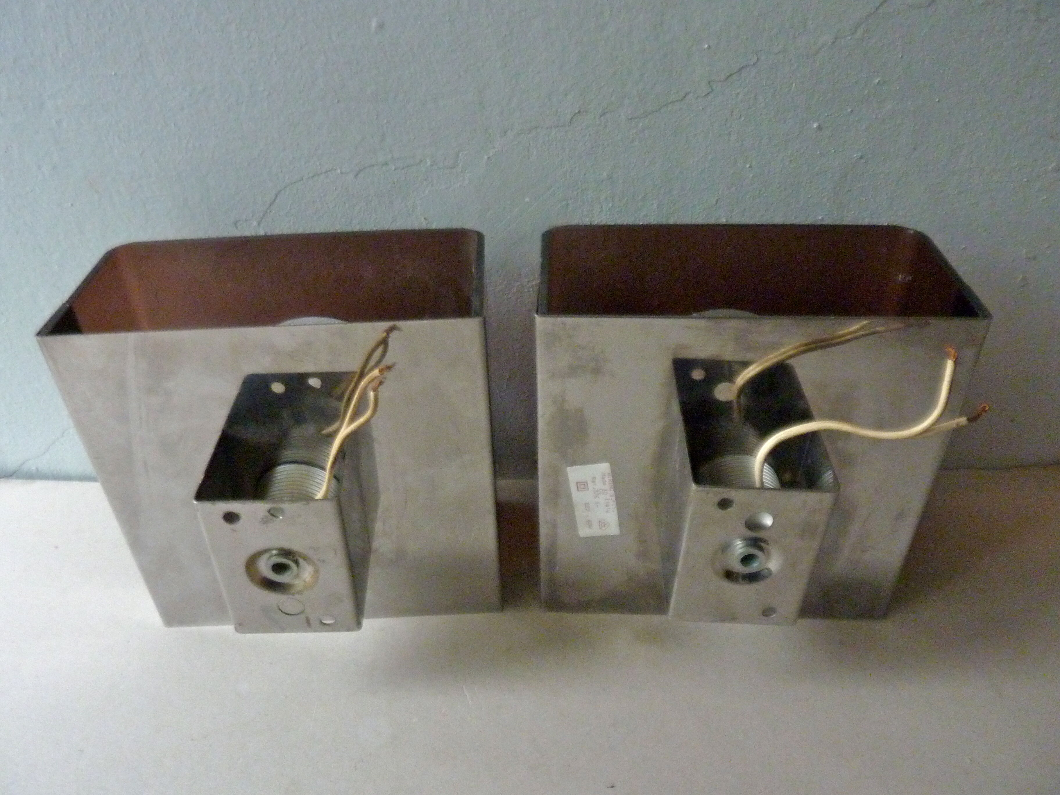 Pair of chromed metal and smoked plexiglass of the 1970s