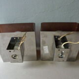 Pair of chromed metal and smoked plexiglass of the 1970s