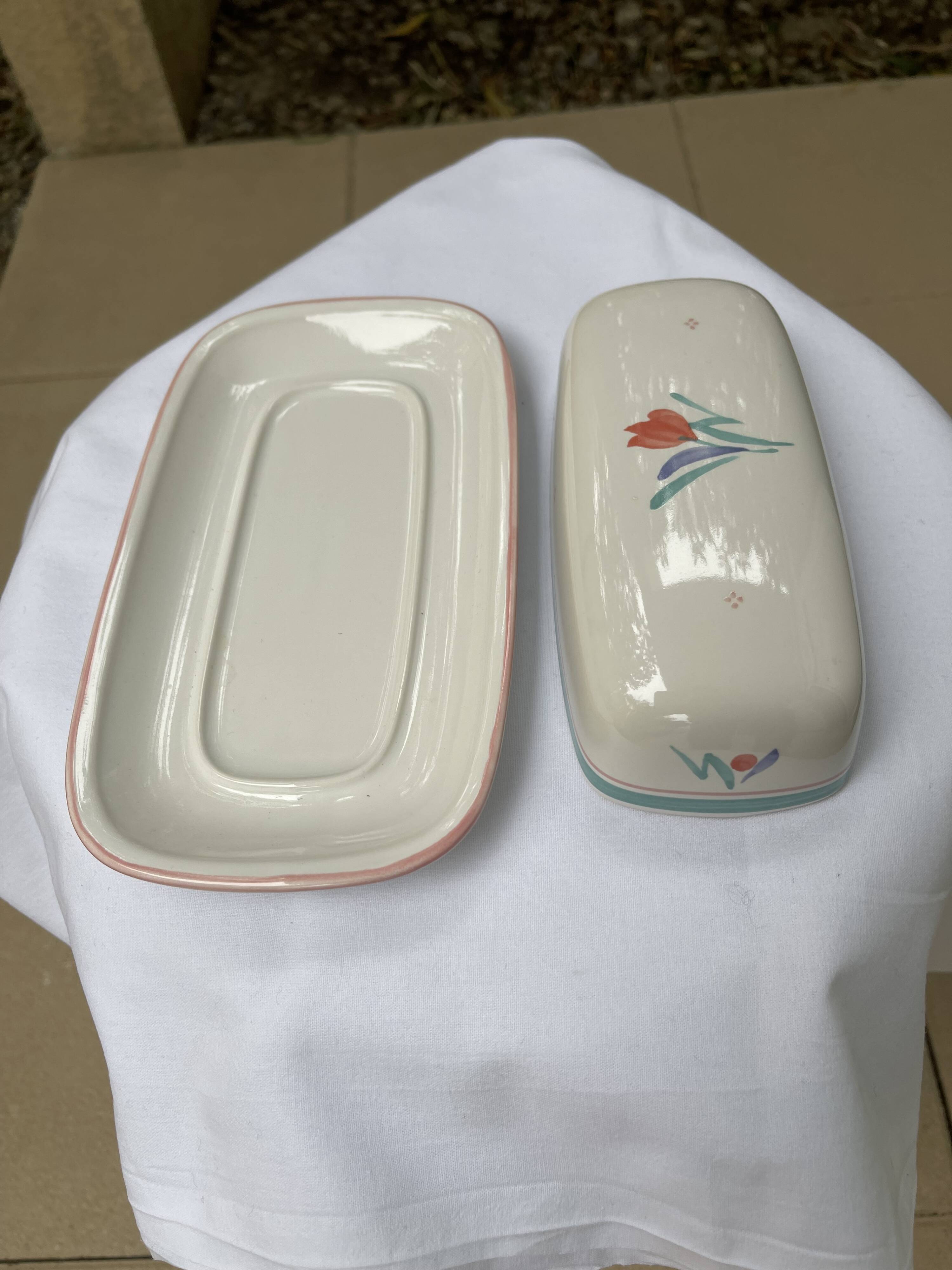 Vintage ceramic butter dish with lid.