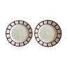 Paire d'assiettes plates en terre de fer Bearn motif basque HBCM