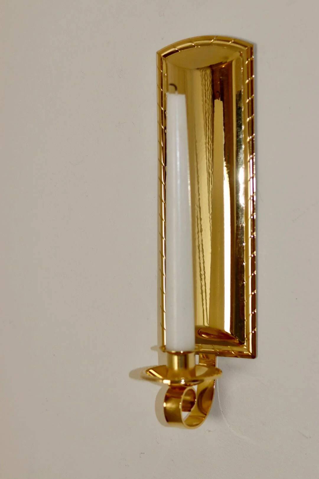 Pair Of Mid Century Style 24K Swedish Brass Sconces by Scandia
