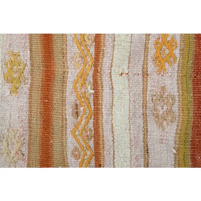 Tapis turc Oushak fait main en laine et coton orange des années 1970 137x194