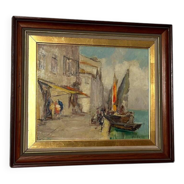 Swedish Oil on Panel – “Venice” by Knut Norman – Vintage & Framed