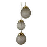 Vintage art deco triple globe waterfall pendant light in frosted glass