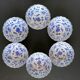 6 blue and white ceramic cups
