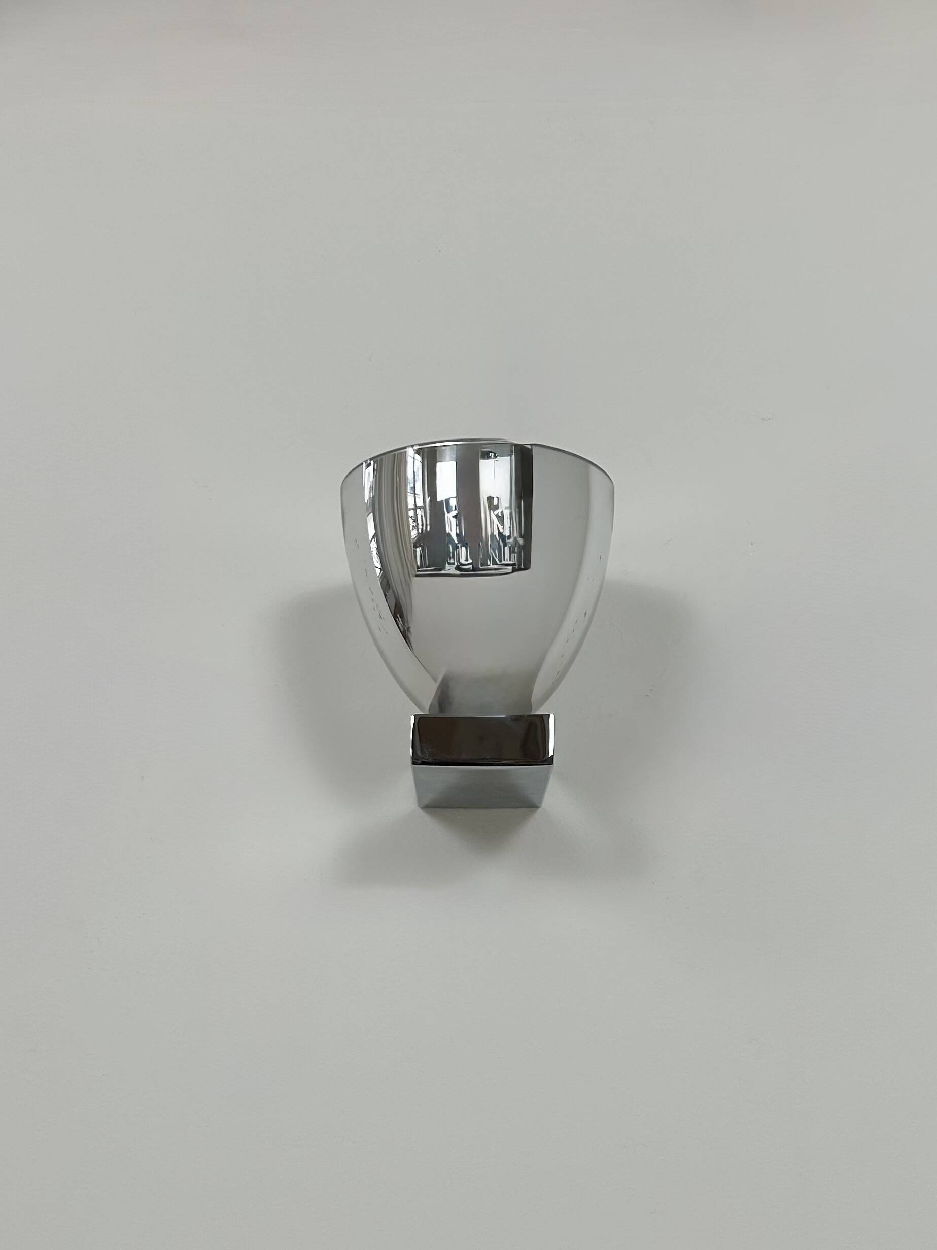 Vintage wall light, chrome and glass, France, 1970.