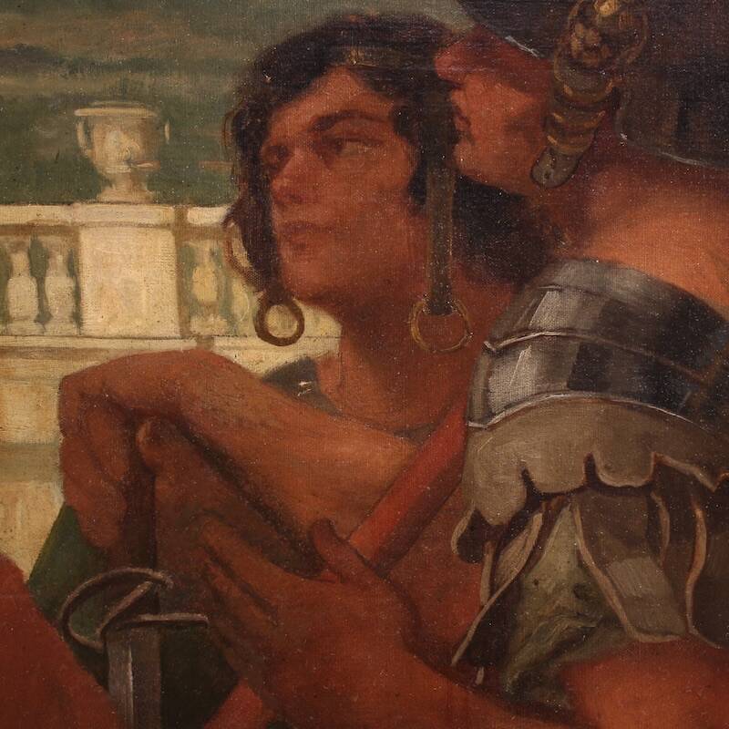 Painting signed Pompeo Massani, Allegory of Victory