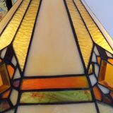 Tiffany art deco bronze lamp and stained glass