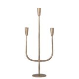 Brass-plated iron three-branched candle holder