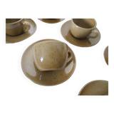 Set of 6 stoneware cups and saucers