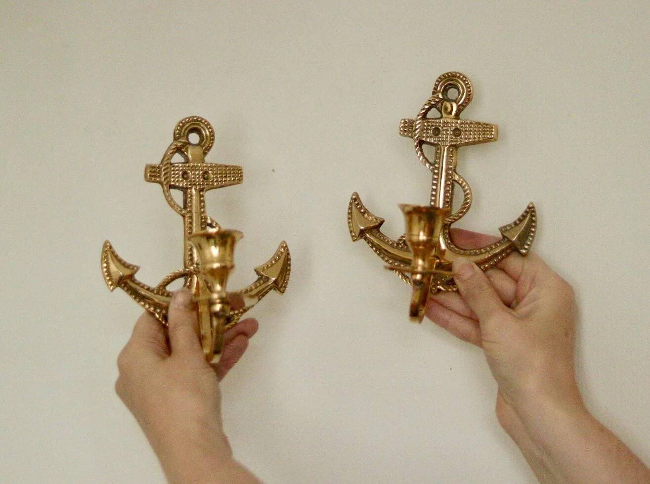 Pair of vintage Swedish brass wall lights
