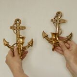 Pair of vintage Swedish brass wall lights