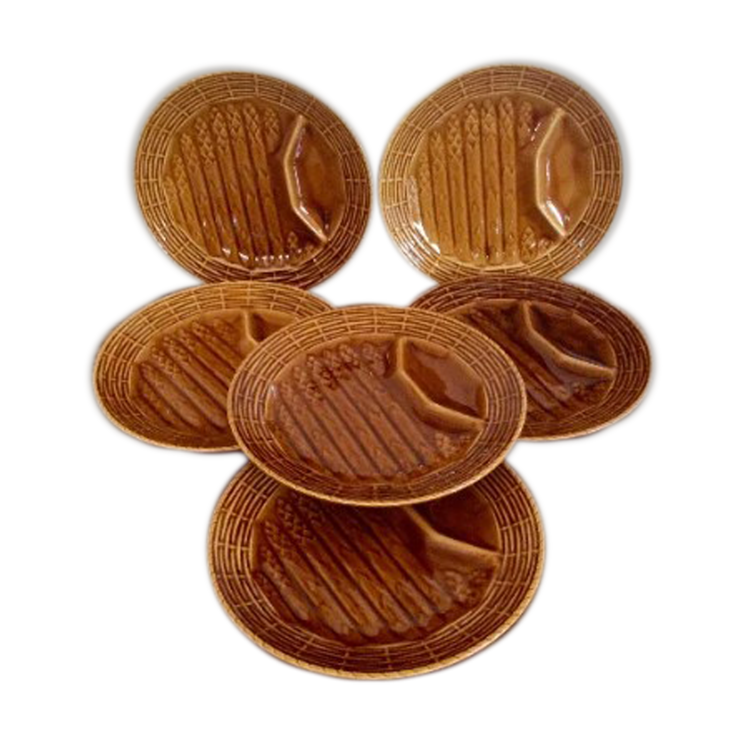 Set of 6 vintage asparagus plates Sarreguemines