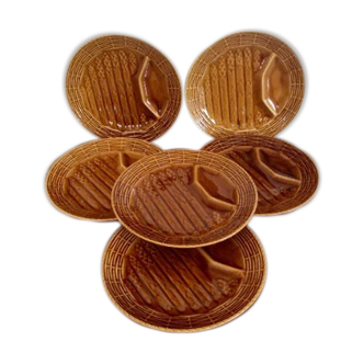 Set of 6 vintage asparagus plates Sarreguemines