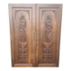 pair of antique solid oak cabinet doors with bird decor