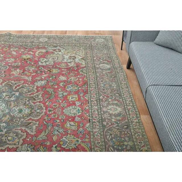 1970s Vintage Persian Handmade Wool Red Area Rug 296x391