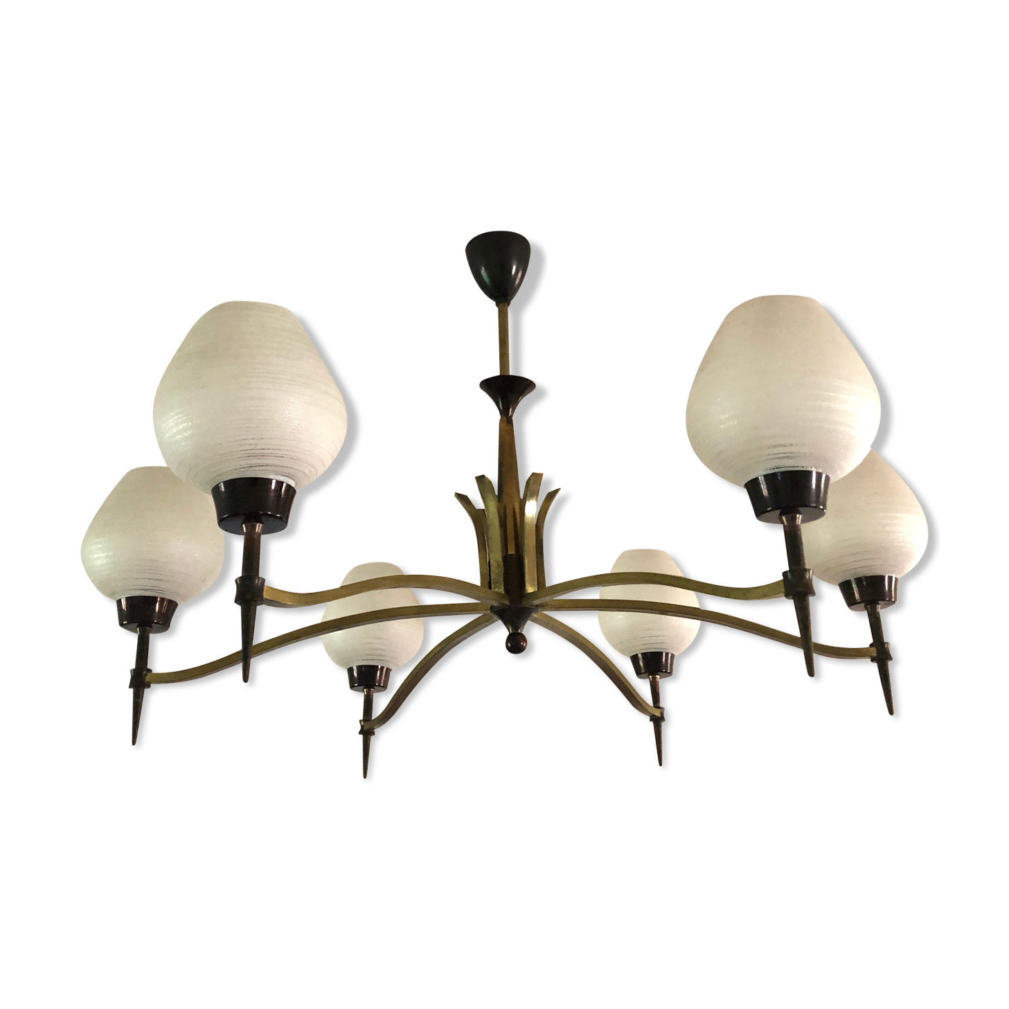 Modernist chandelier with 6 torches 1950