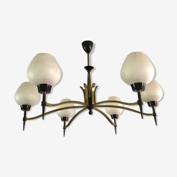 Modernist chandelier with 6 torches 1950
