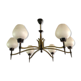 Modernist chandelier with 6 torches 1950