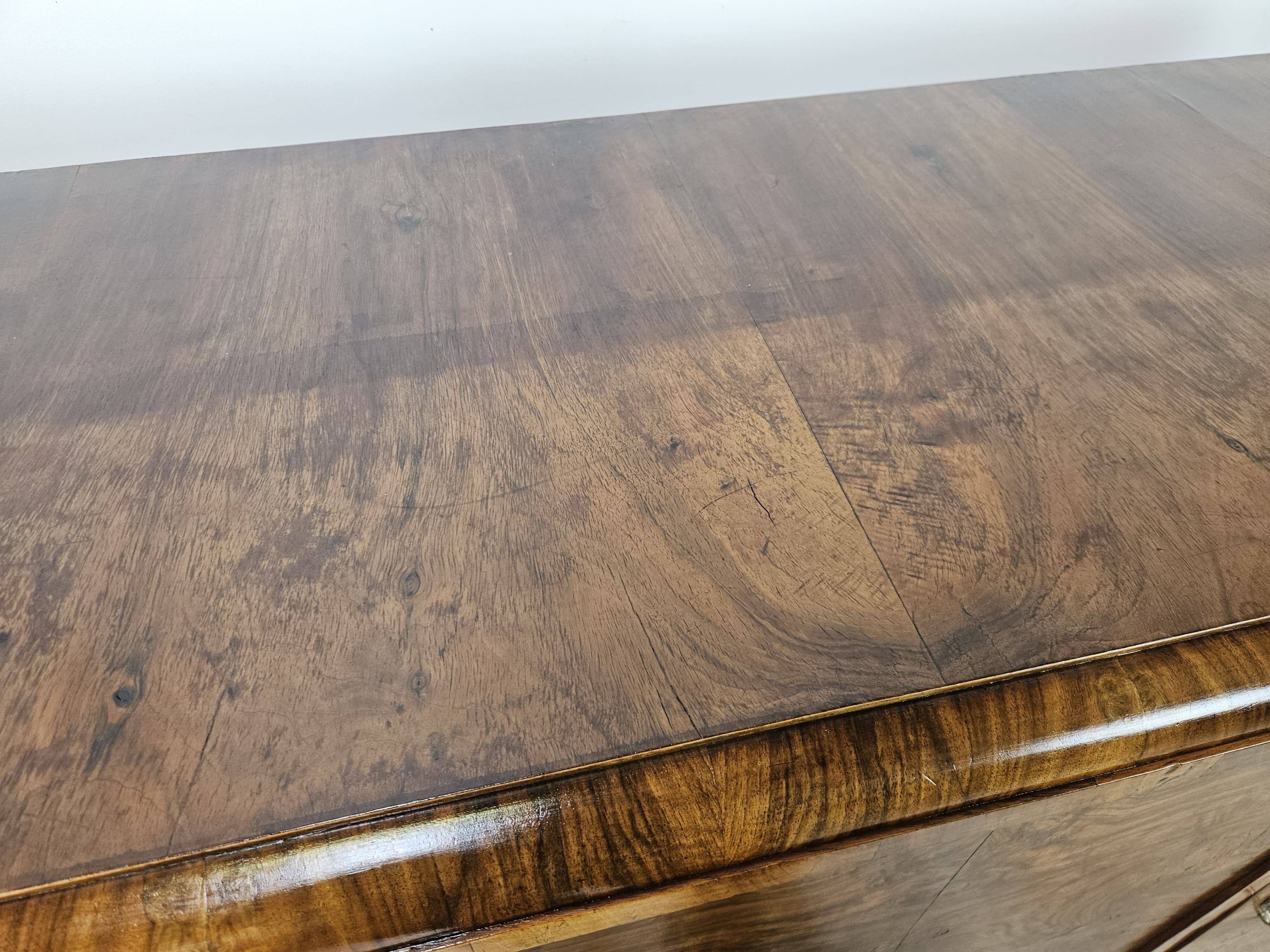 1940s Art Deco walnut sideboard with three doors