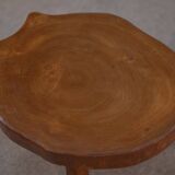 Pair of brutalist stools in solid elm, 1950s