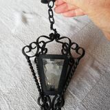 Small vintage wrought iron and glass lantern for dollhouse