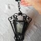 Petite lanterne fer forgé et verre vintage pour maison de poupée
