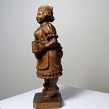 Subject "The Beer Waitress" in carved wood Ludwig Roger Germany years