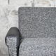 Restored couch, 60s, black and white fabric, black leather
