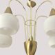 Mid Century Suspension, 5 globes in brass and opal glass, Honsel Leuchten
