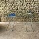 Glass desk - chrome metal trestles