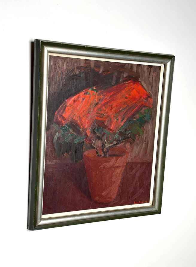 Original Mid Century Swedish Oil On Panel – “Flower Still Life” By Rune Bohl – Dated 1948 – Vintage & Framed