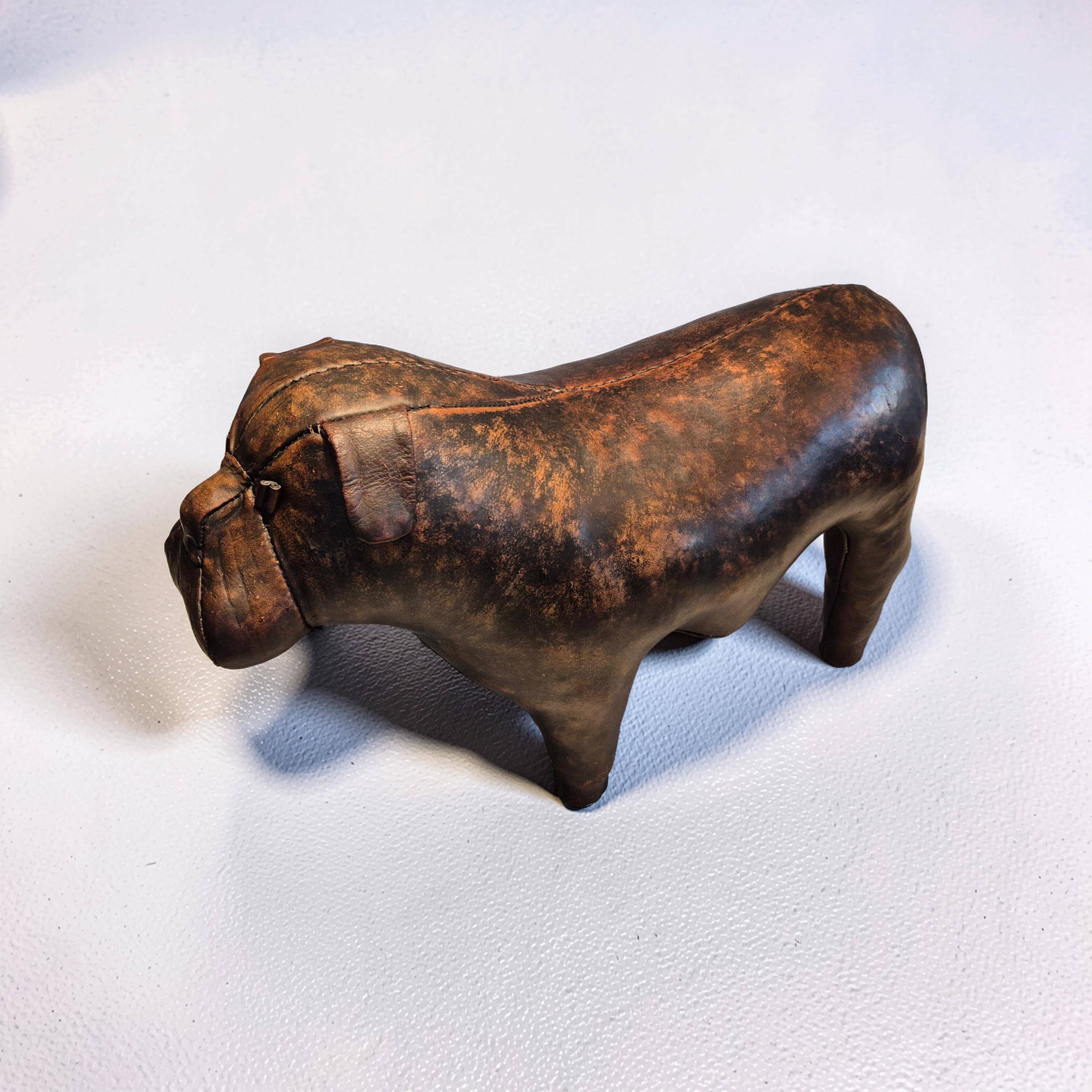 Leather Bulldog ottoman by Dimitri Omersa, England 1960s