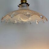 Holophane lamp, Art deco, jaren 30, geribbelde glasstructuur, gegoten glas