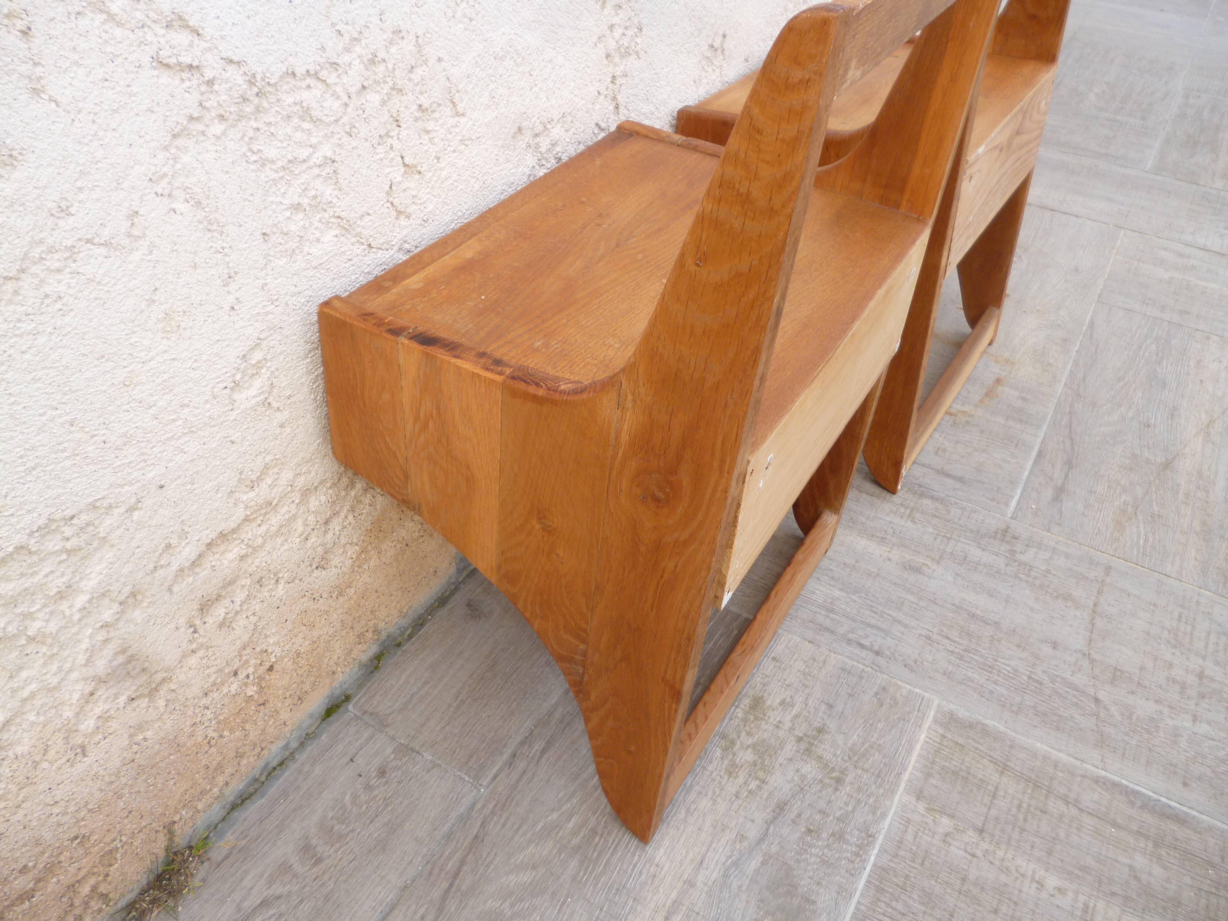 Pair of vintage solid wood hanging bedside tables
