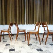 Set of 4 Scandinavian Modern teak dining chairs, Denmark 1960s