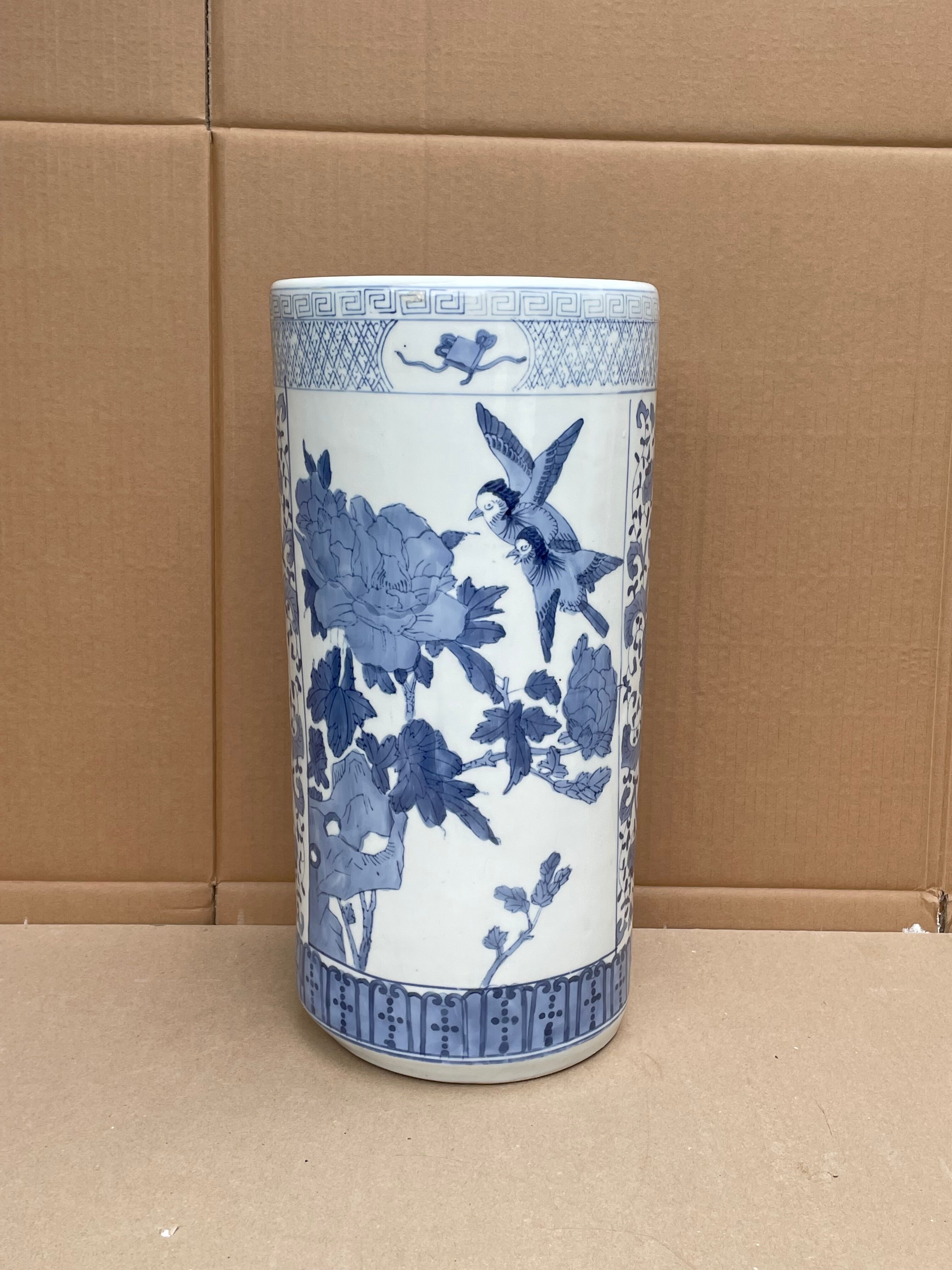 Umbrella door - cane holder - ceramic - bird patterns flowers