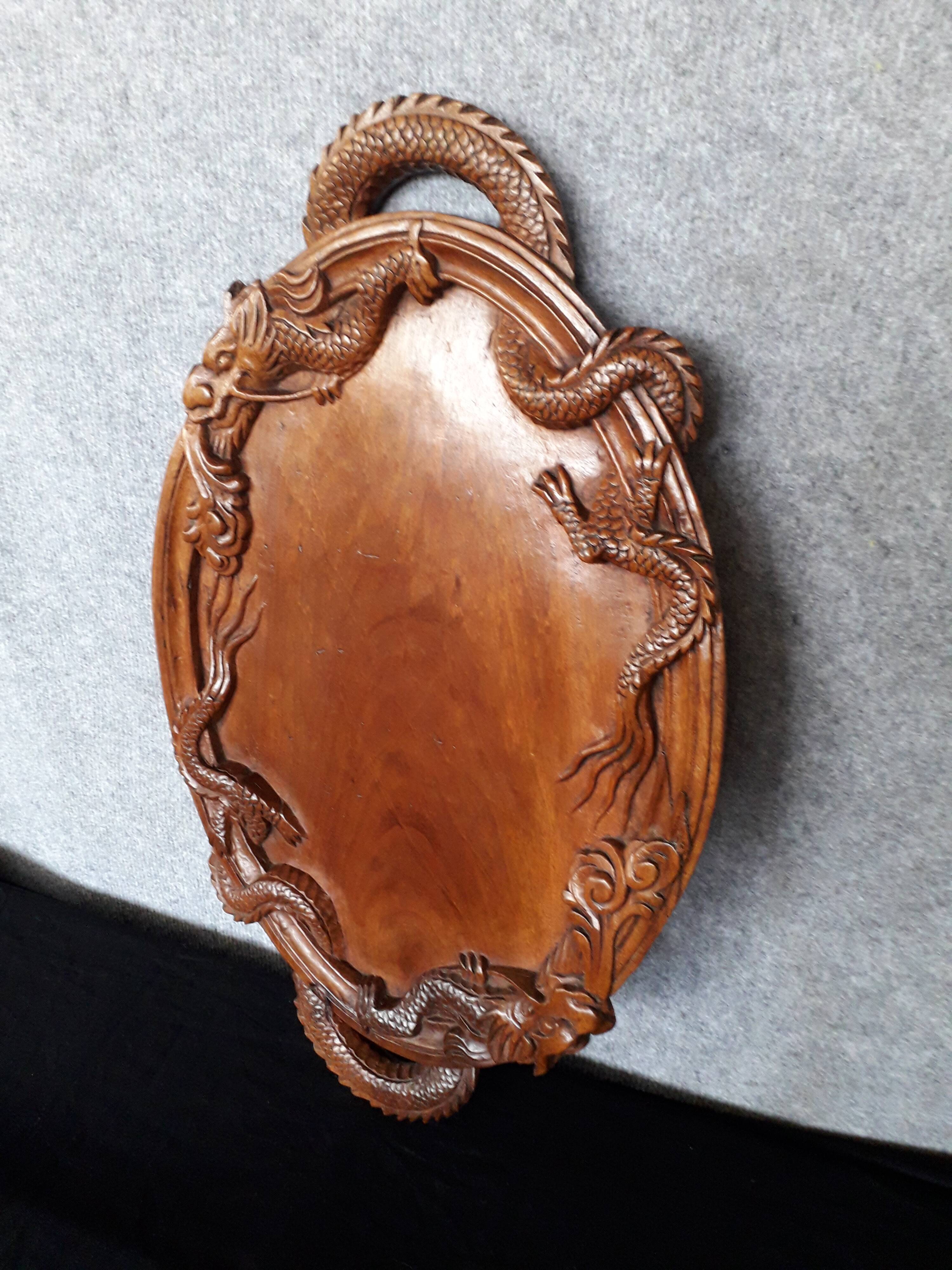 Carved wooden top, of asian origin