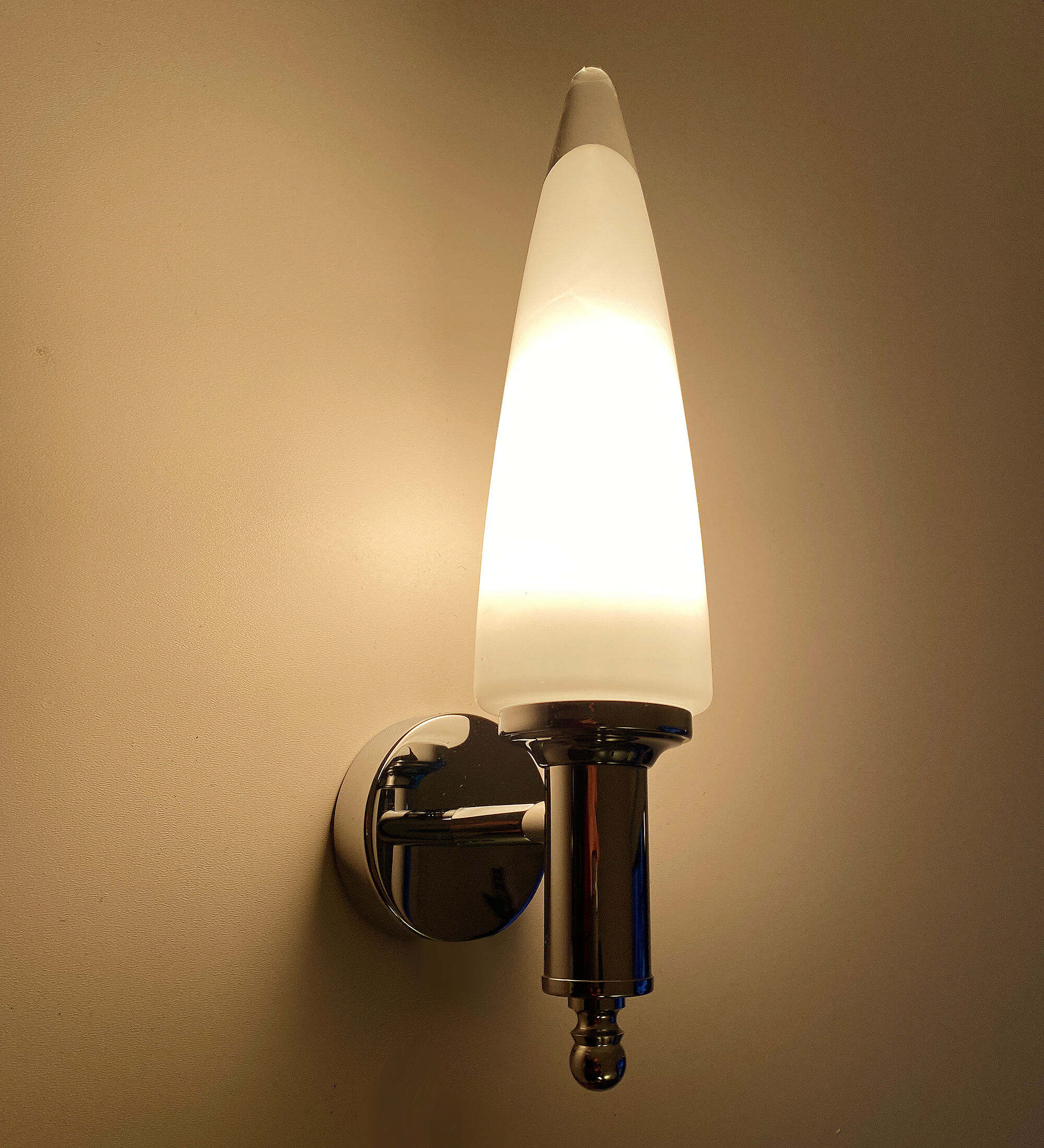 Pair Vintage Wall Lamps, Murano Glass Chrome, 70 Years