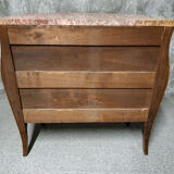 Small Louis XV dresser in marquetry and pink marble