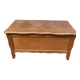 Vintage solid wood storage bench in light oak, Louis XV style, 77cm