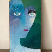 Portrait of a woman, modern abstract, oil on canvas signed 1992.