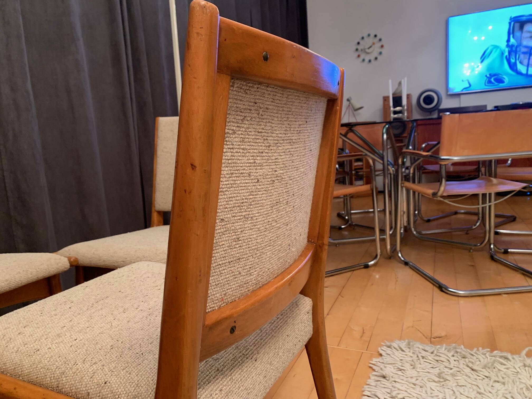 Set of four Cane Back chairs designed by Jens Risom, JO Carlssons, Sweden, 1950s