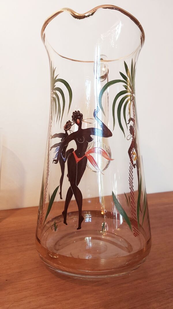 Set carafe et 4 verres cristal Villeroy & Boch 1950