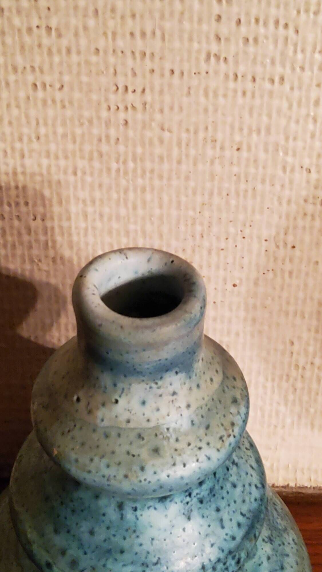 Designer vase by Jean Busson in glazed ceramic terracotta from Dinan