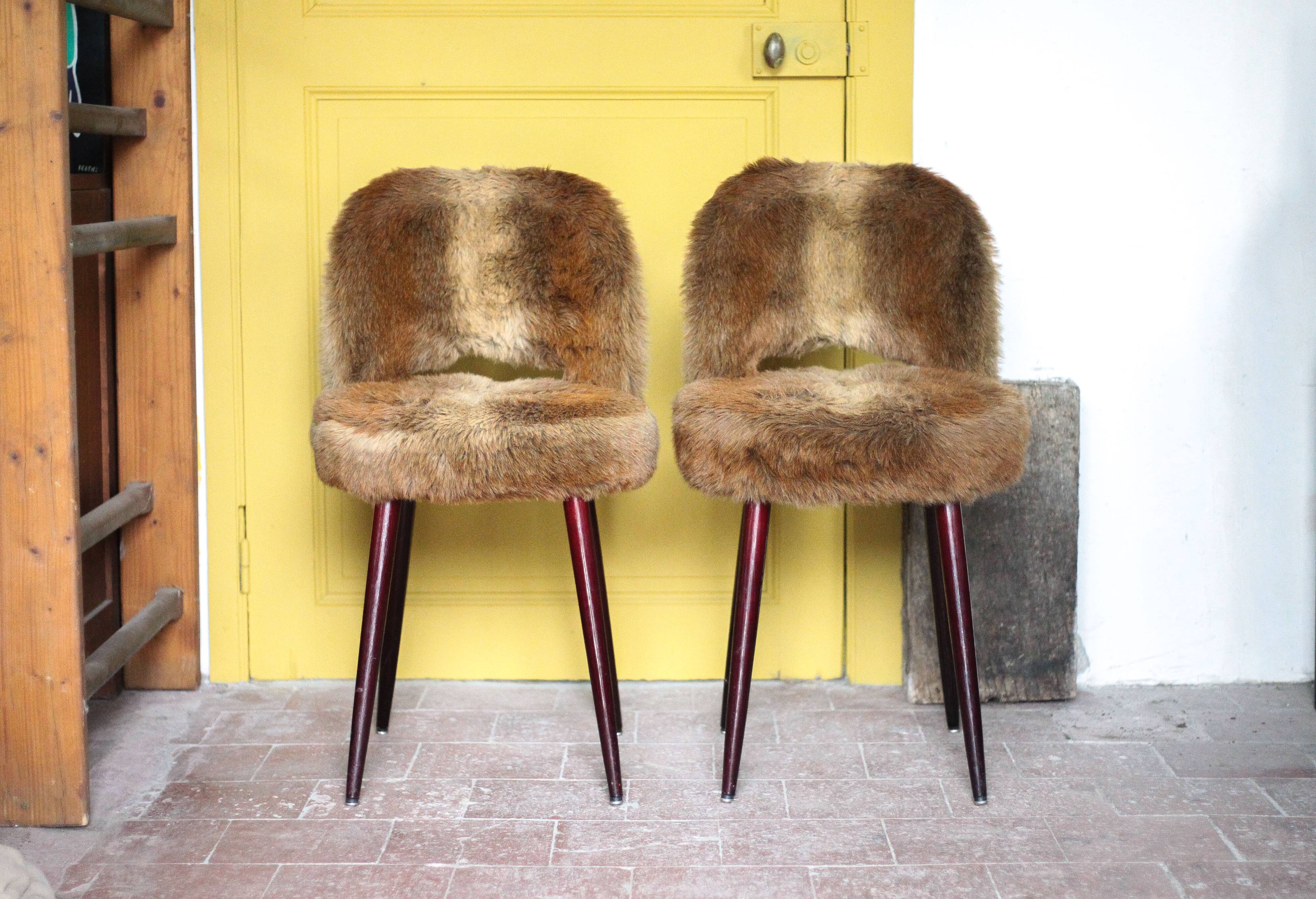 Pair of Moumoute chairs in Baumann style, vintage chairs, retro chair