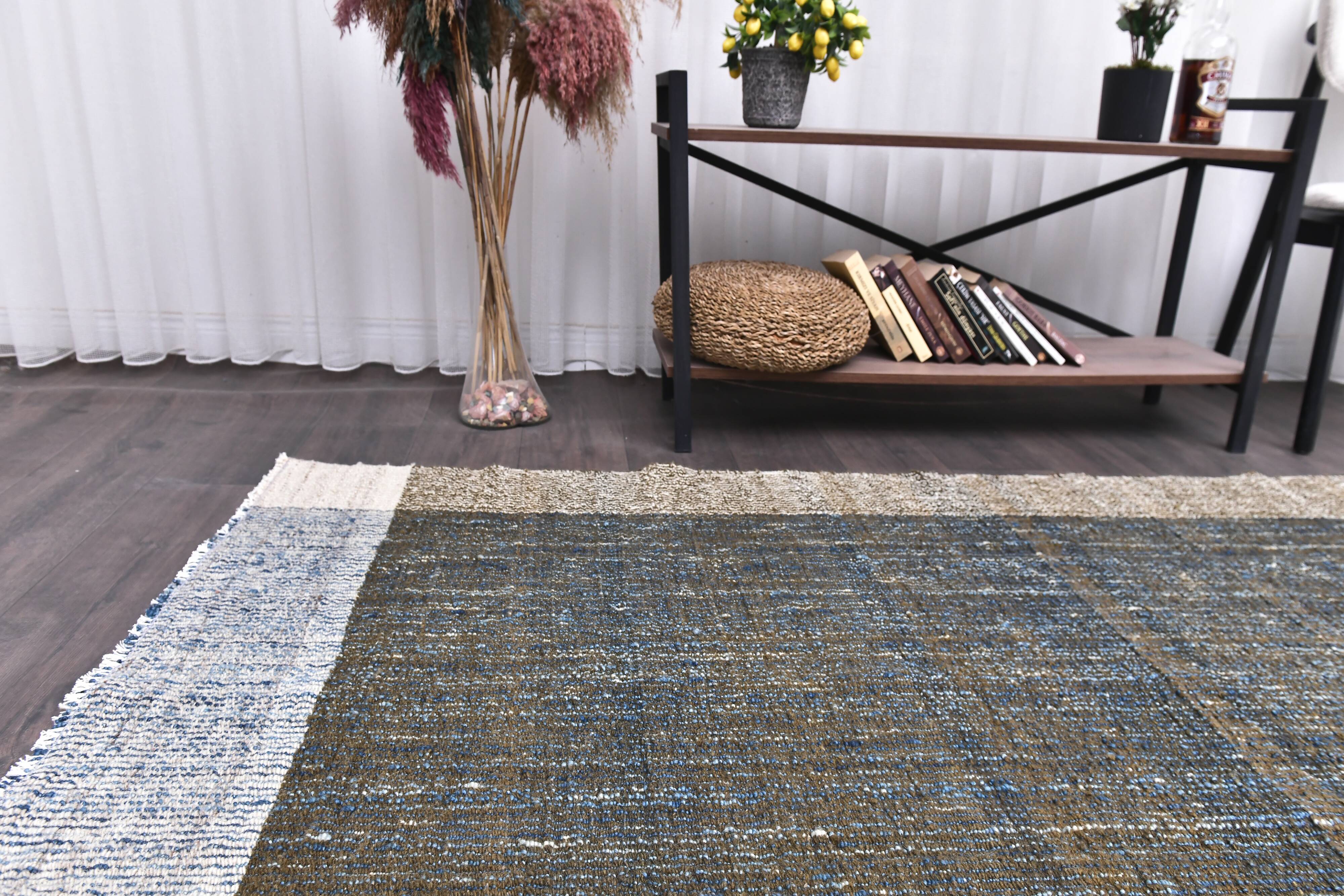 Tapis kilim en laine Kilim Tapi 290x190 cm - Vert Armée, Bleu